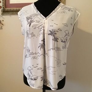 Current Air|Anthropologie Sleeveless Top white desert print